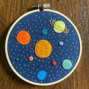 Solar System Embroidery 5" Hoop
